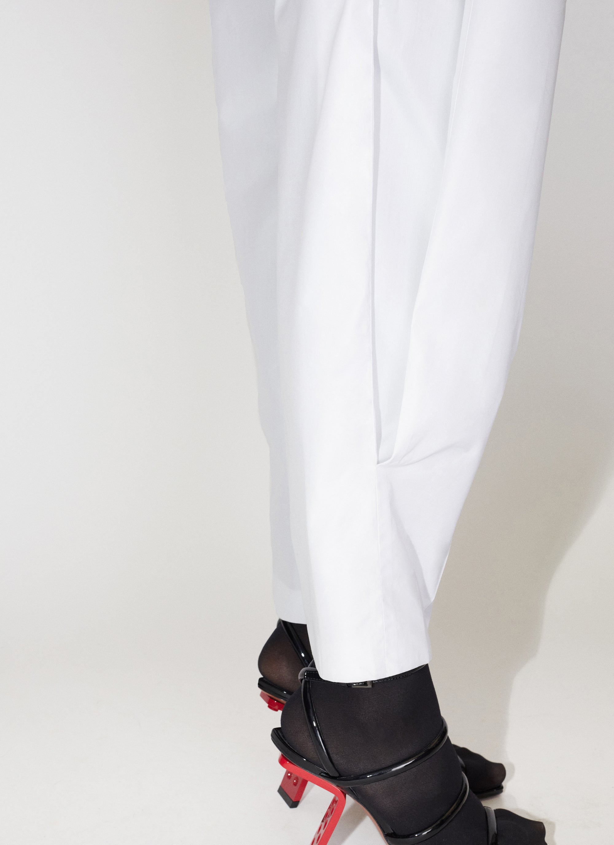 Cotton poplin cropped shirt - White