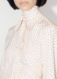 Chemise lavallière à pois en soie - Rose & Rouge