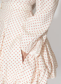 Chemise lavallière à pois en soie - Rose & Rouge