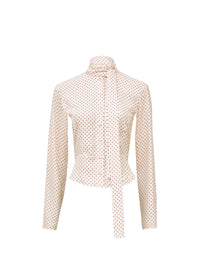 Chemise lavallière à pois en soie - Rose & Rouge