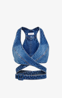 Brassière en denim Alaïa - Bleu Jeans