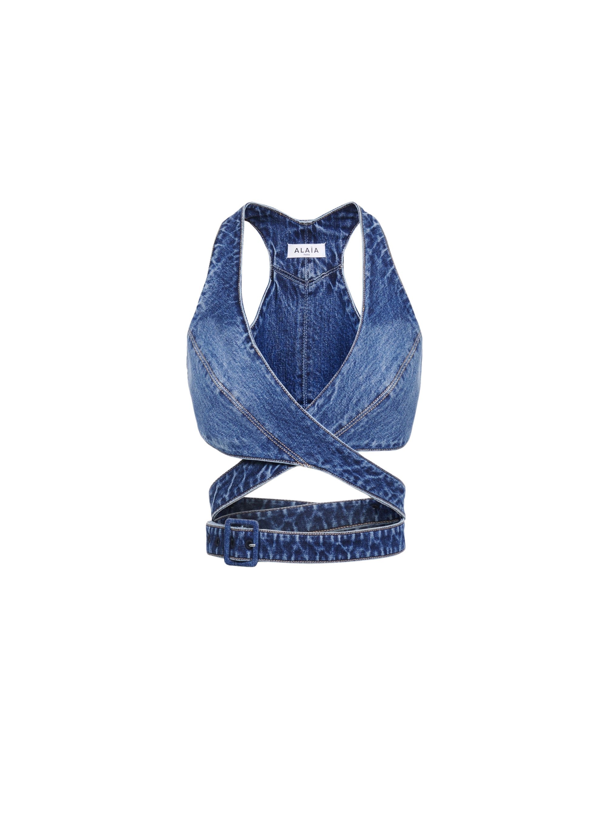Brassière en denim Alaïa - Bleu Jeans