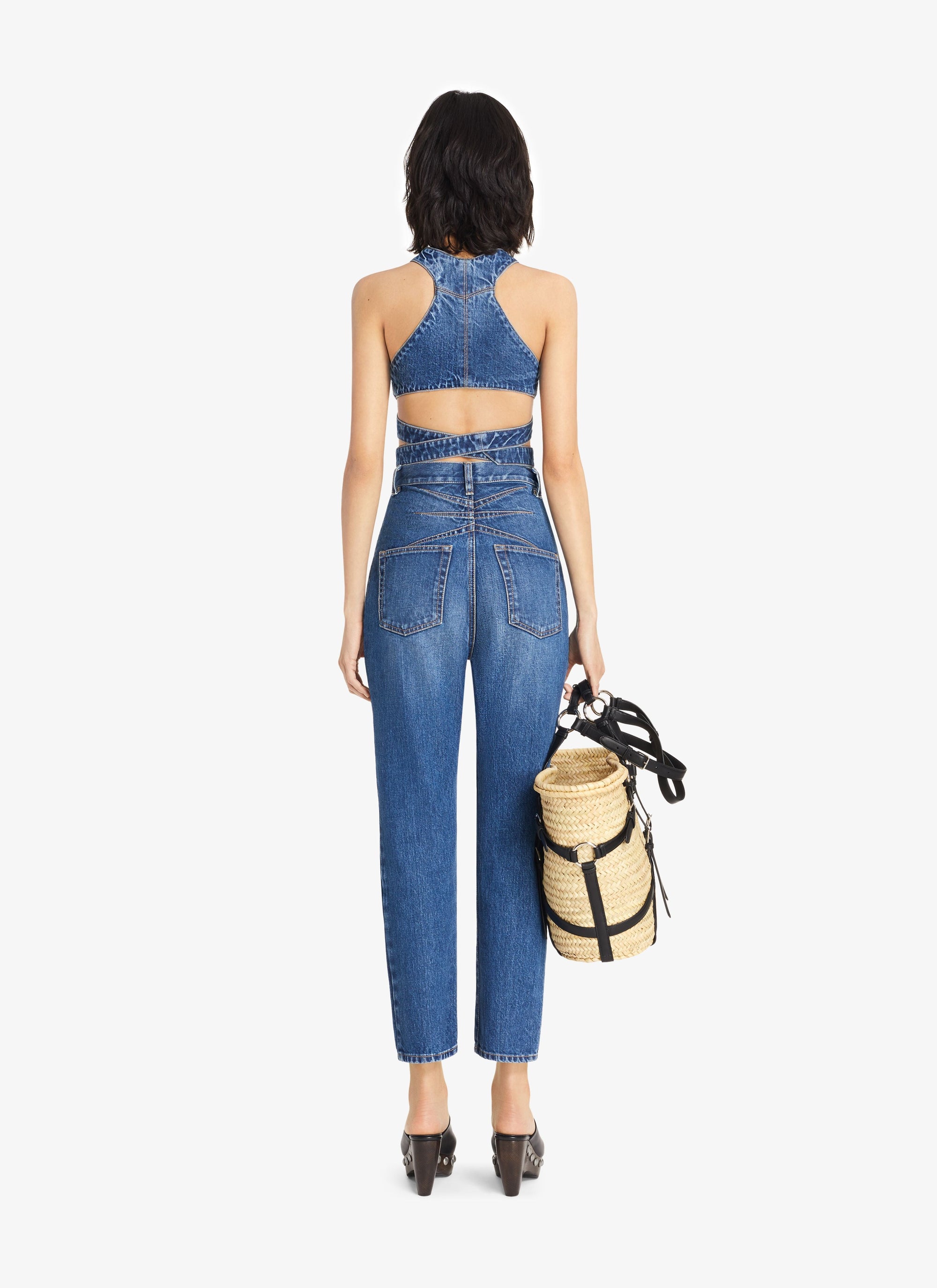 Brassière en denim Alaïa - Bleu Jeans