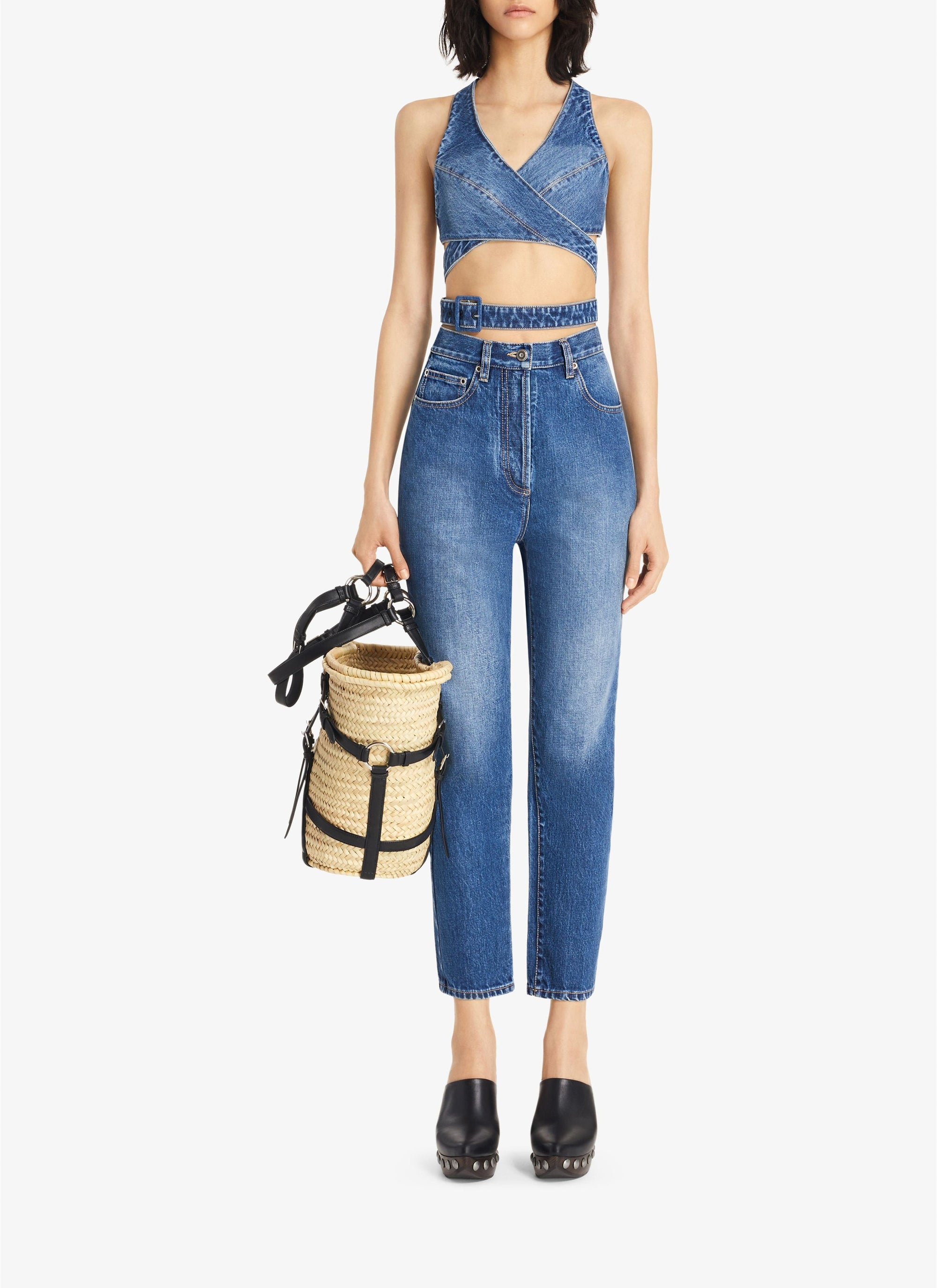 Brassière en denim Alaïa - Bleu Jeans