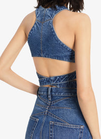 Brassière en denim Alaïa - Bleu Jeans