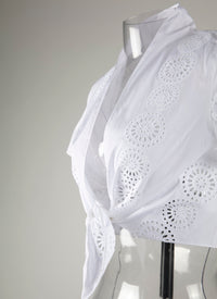 Short-sleeved bow top - White