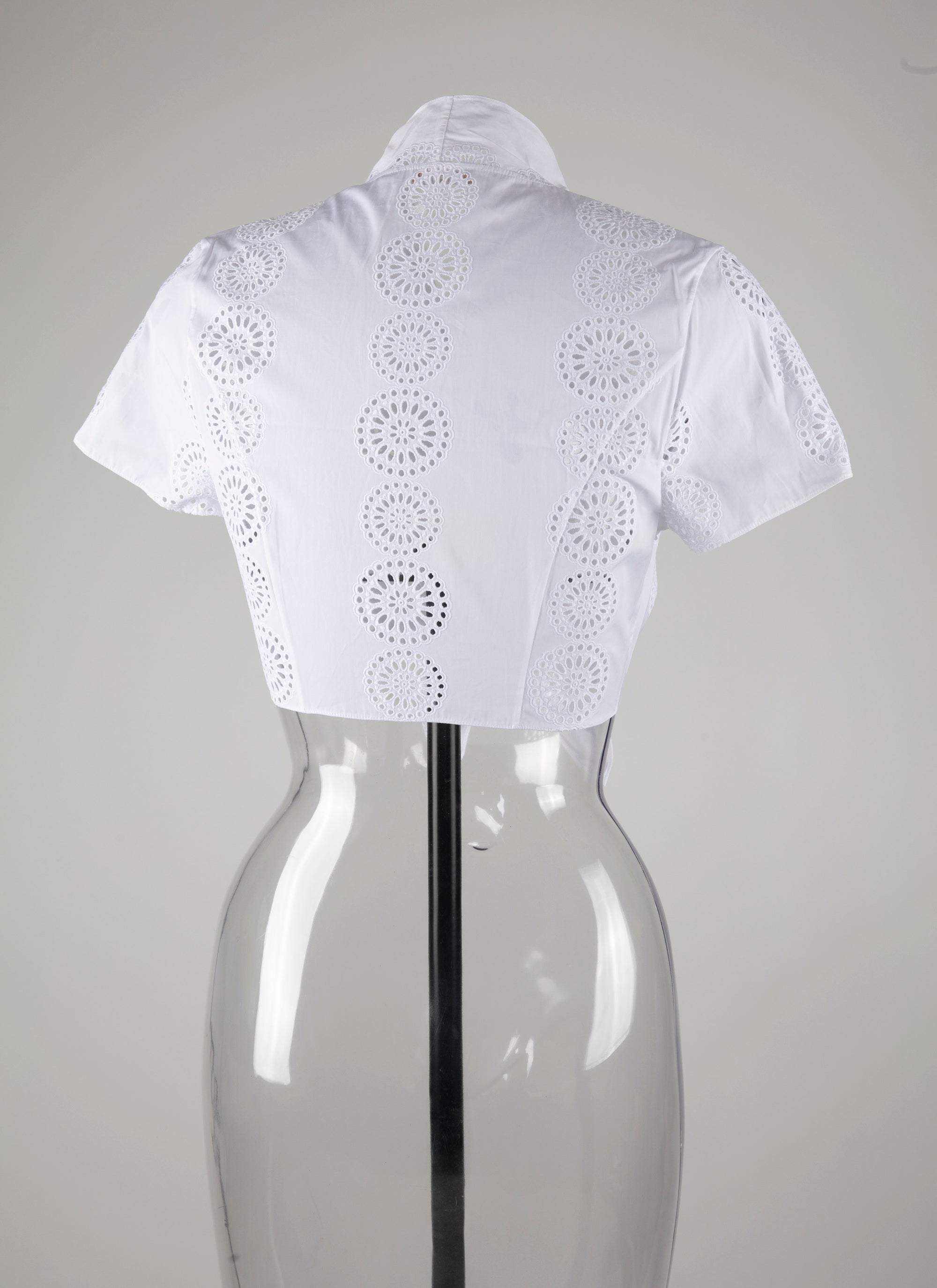 Short-sleeved bow top - White