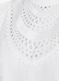 T-shirt à plastron ajouré - Blanc