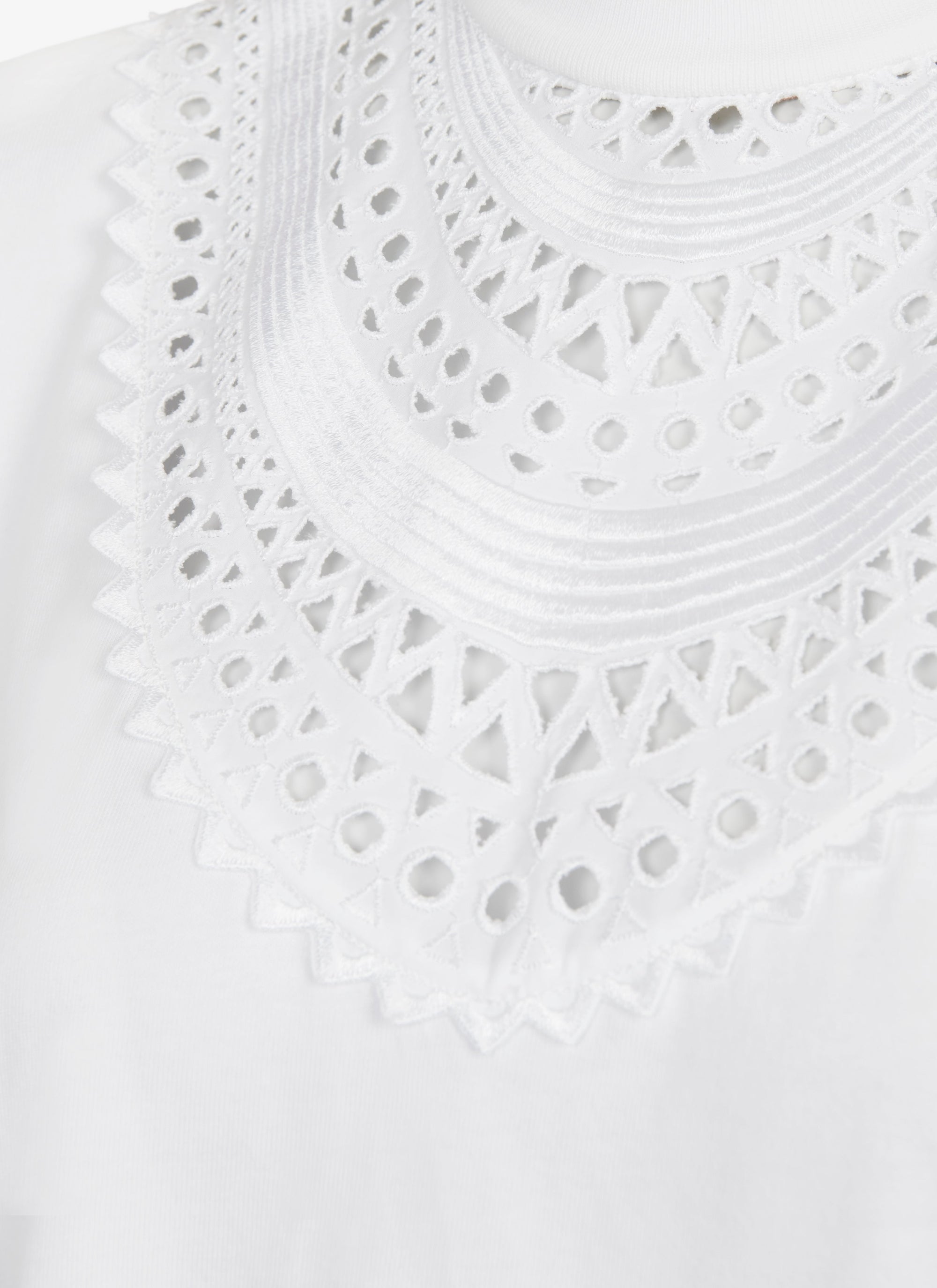T-shirt à plastron ajouré - Blanc