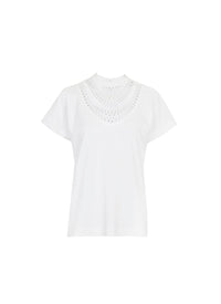 T-shirt à plastron ajouré - Blanc