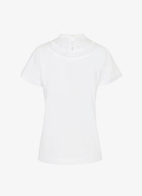 T-shirt à plastron ajouré - Blanc