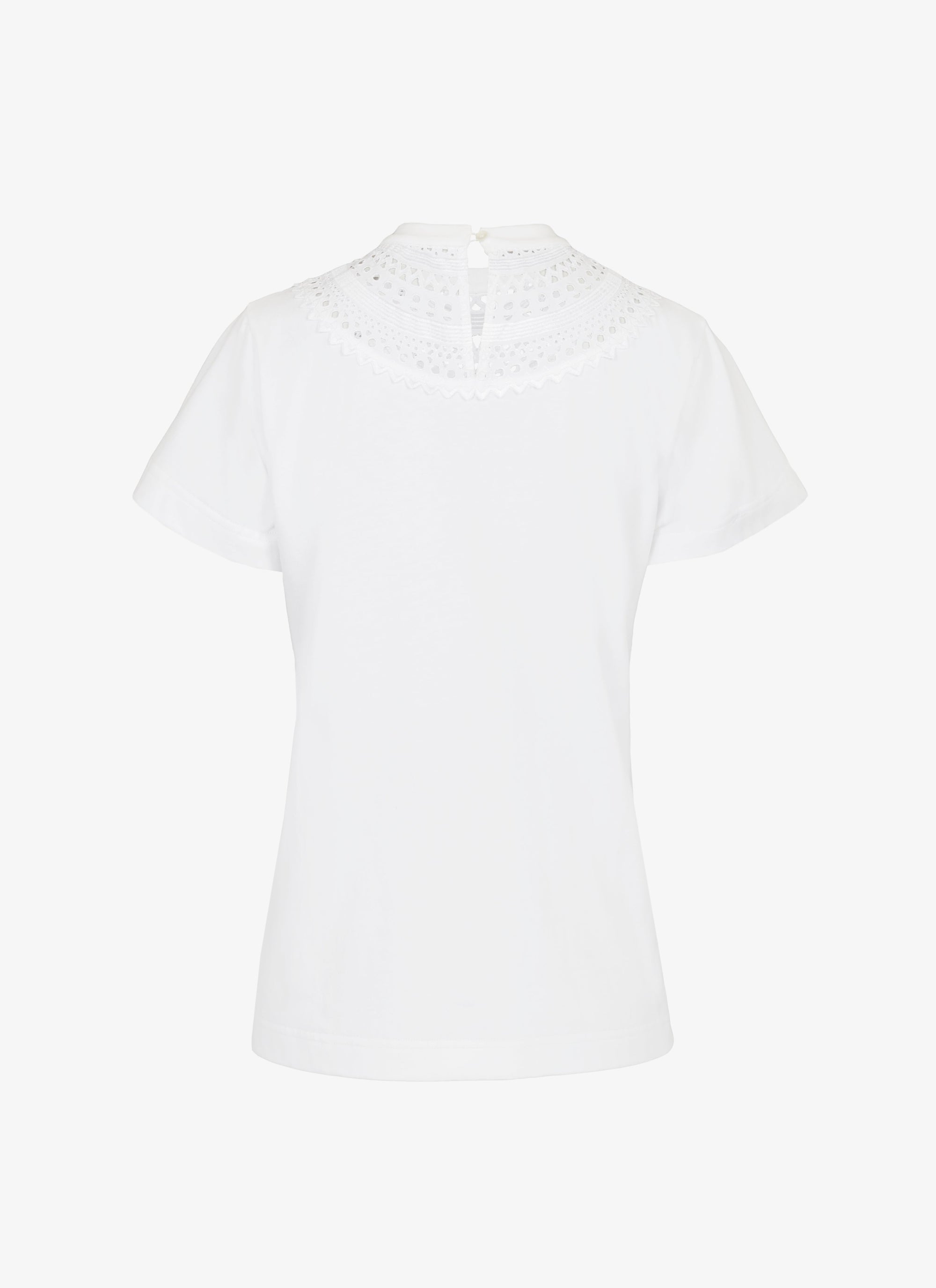 T-shirt à plastron ajouré - Blanc