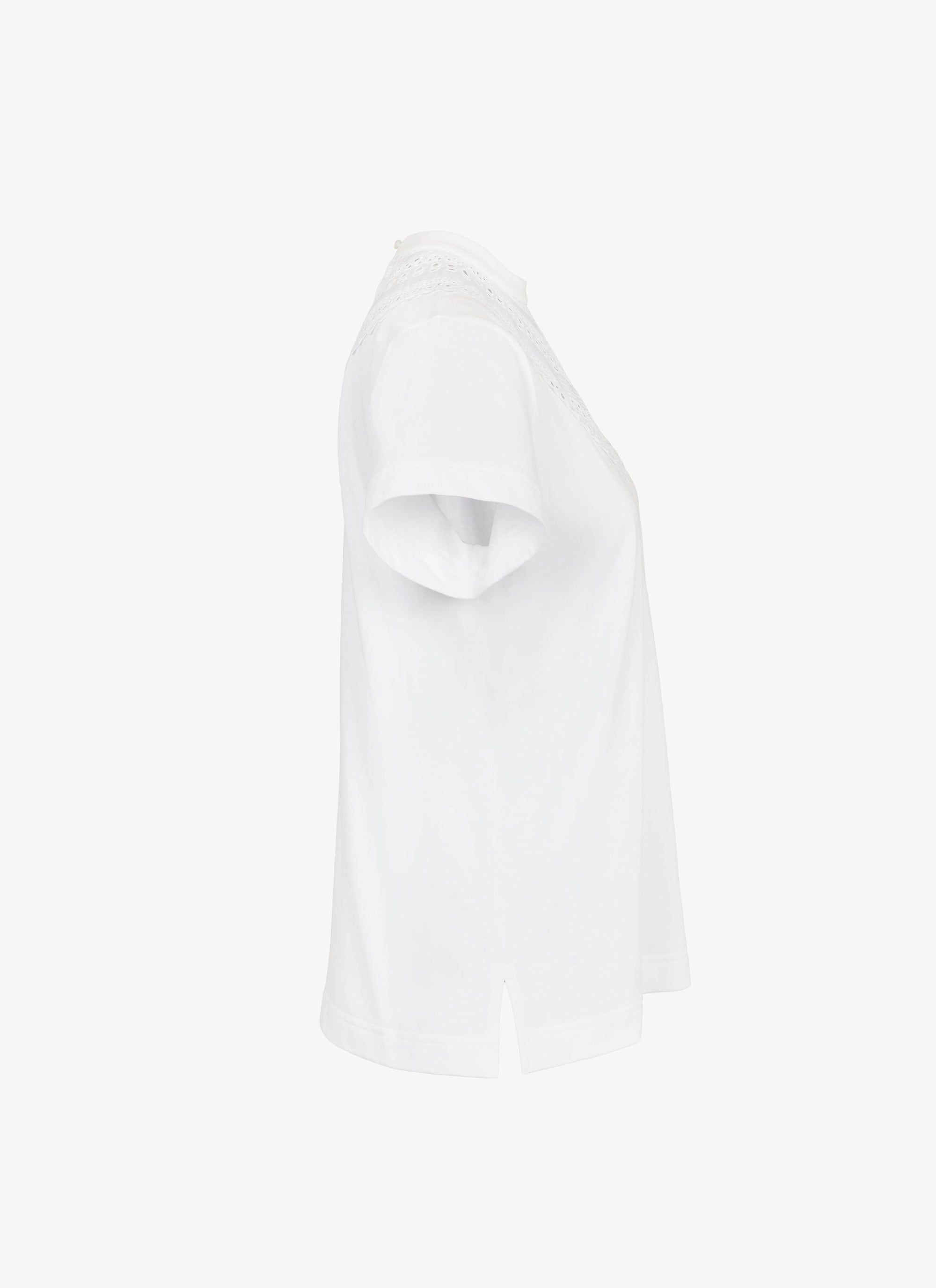 T-shirt à plastron ajouré - Blanc