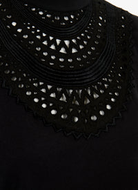 T-shirt à plastron ajouré - Noir