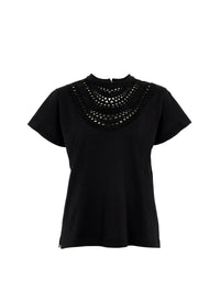 T-shirt à plastron ajouré - Noir