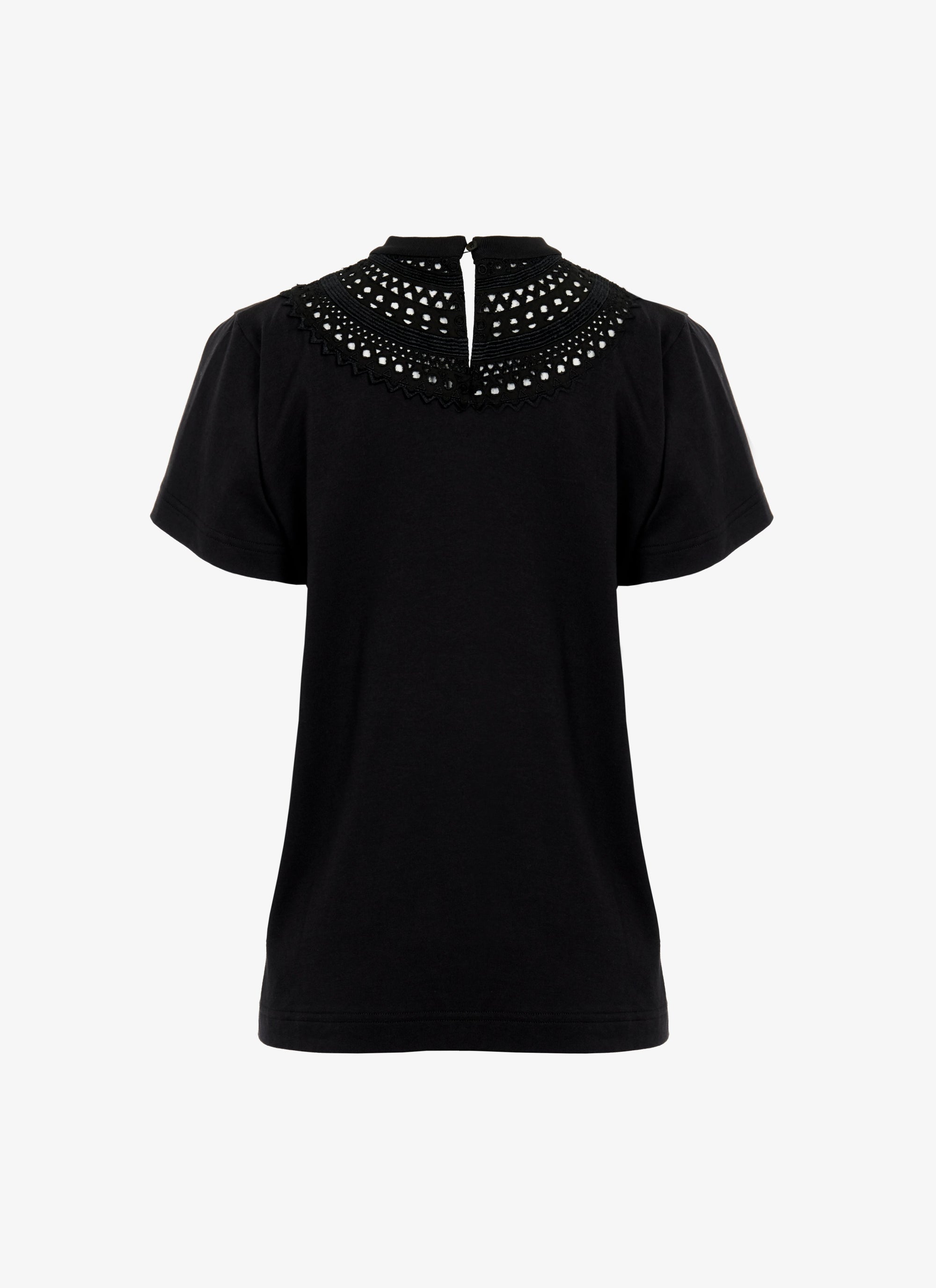 T-shirt à plastron ajouré - Noir
