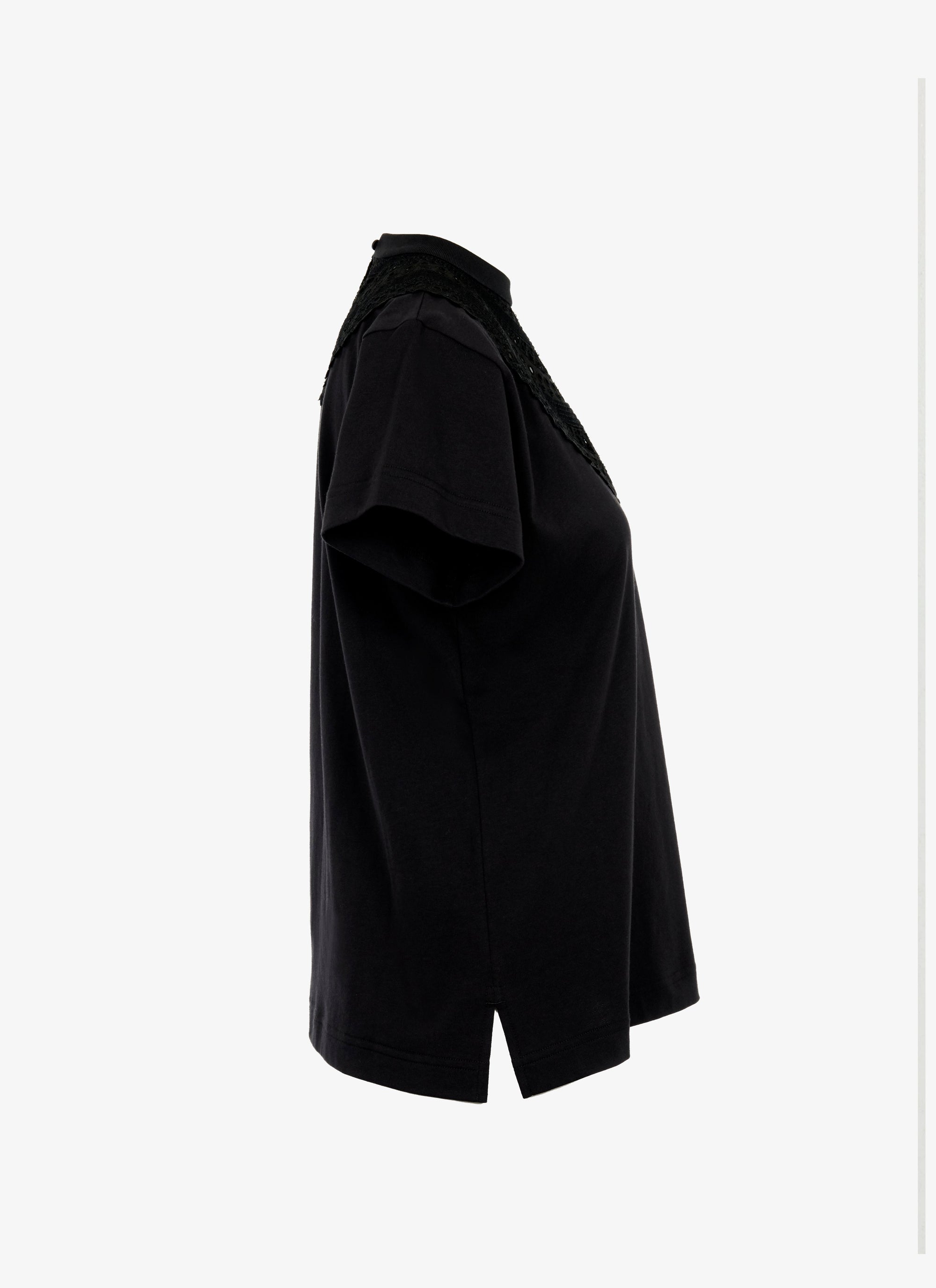 T-shirt à plastron ajouré - Noir