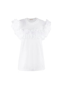 T-shirt with flutter sleeves - White