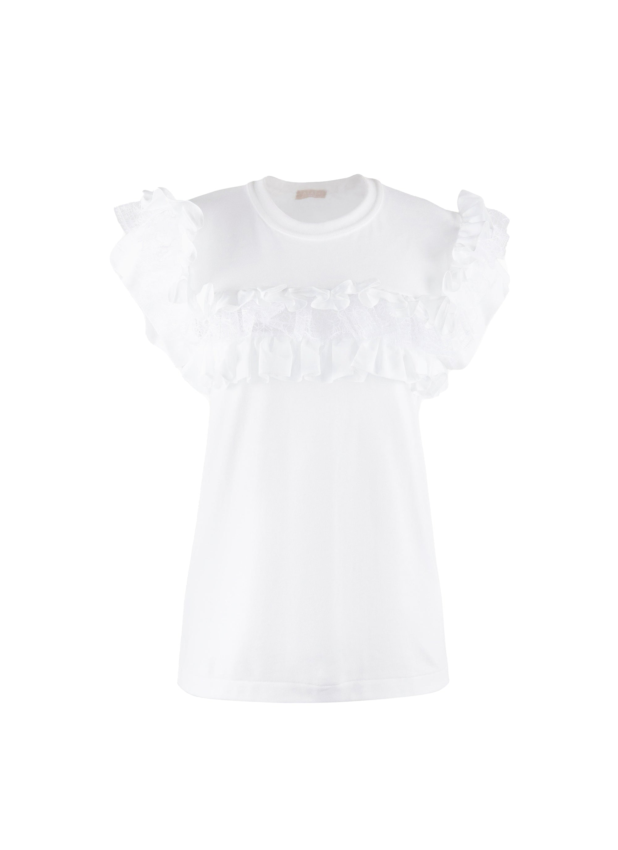 T-shirt with flutter sleeves - White