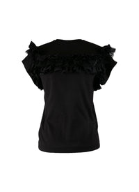 T-shirt with flutter sleeves - Black