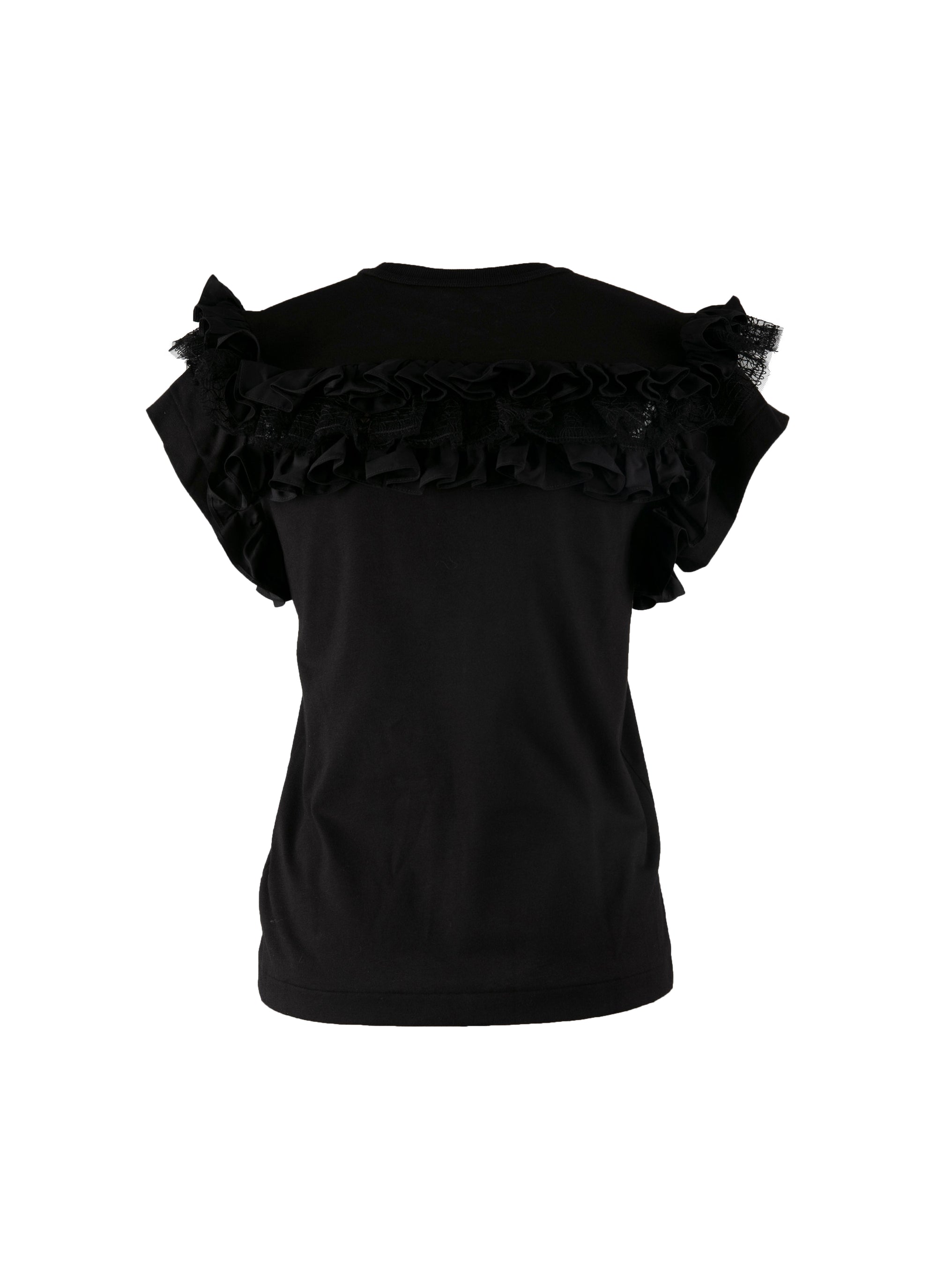 T-shirt with flutter sleeves - Black