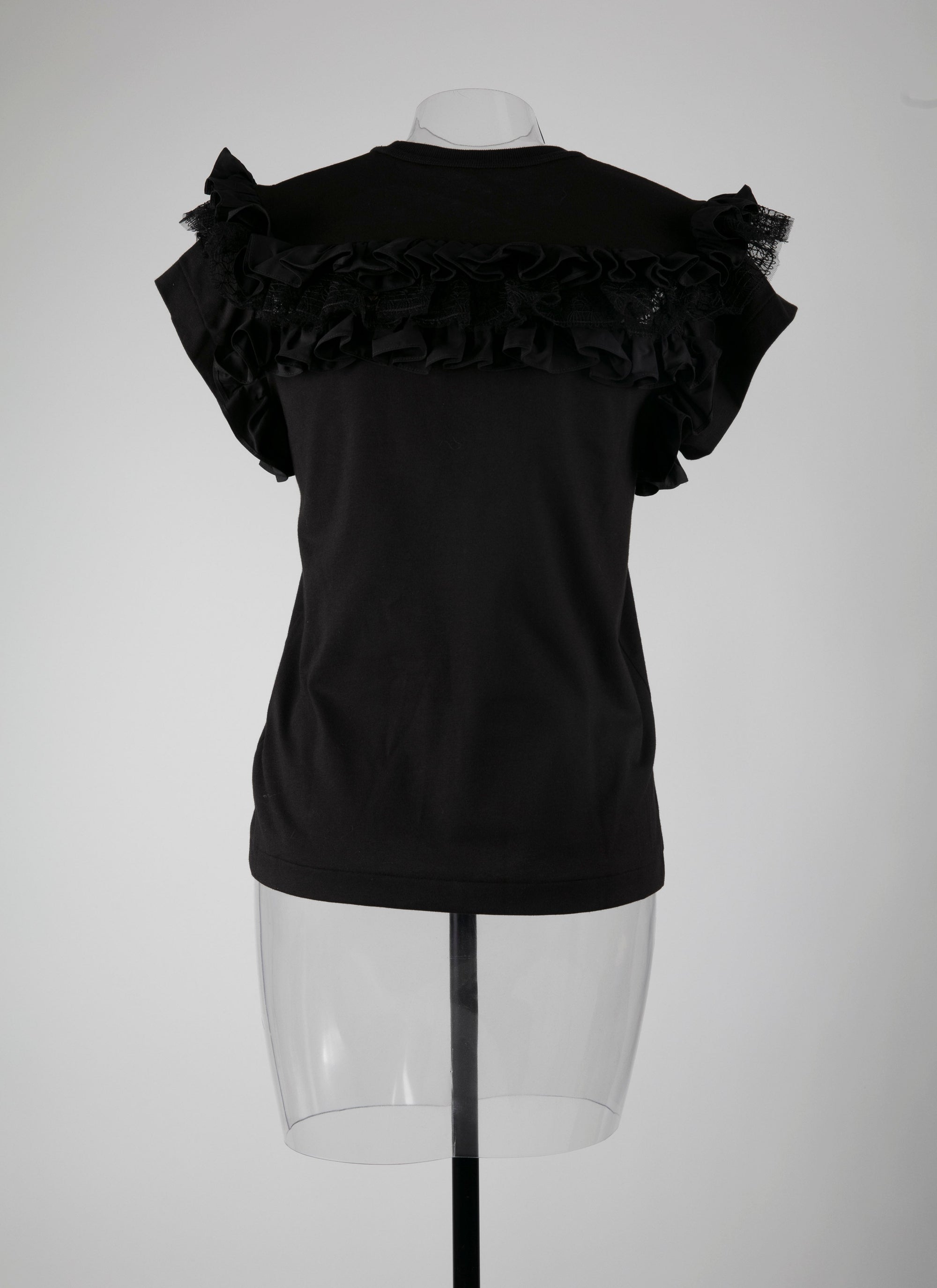 Ruffle-sleeved T-shirt - Black intense