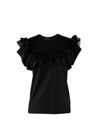 T-shirt with flutter sleeves - Black