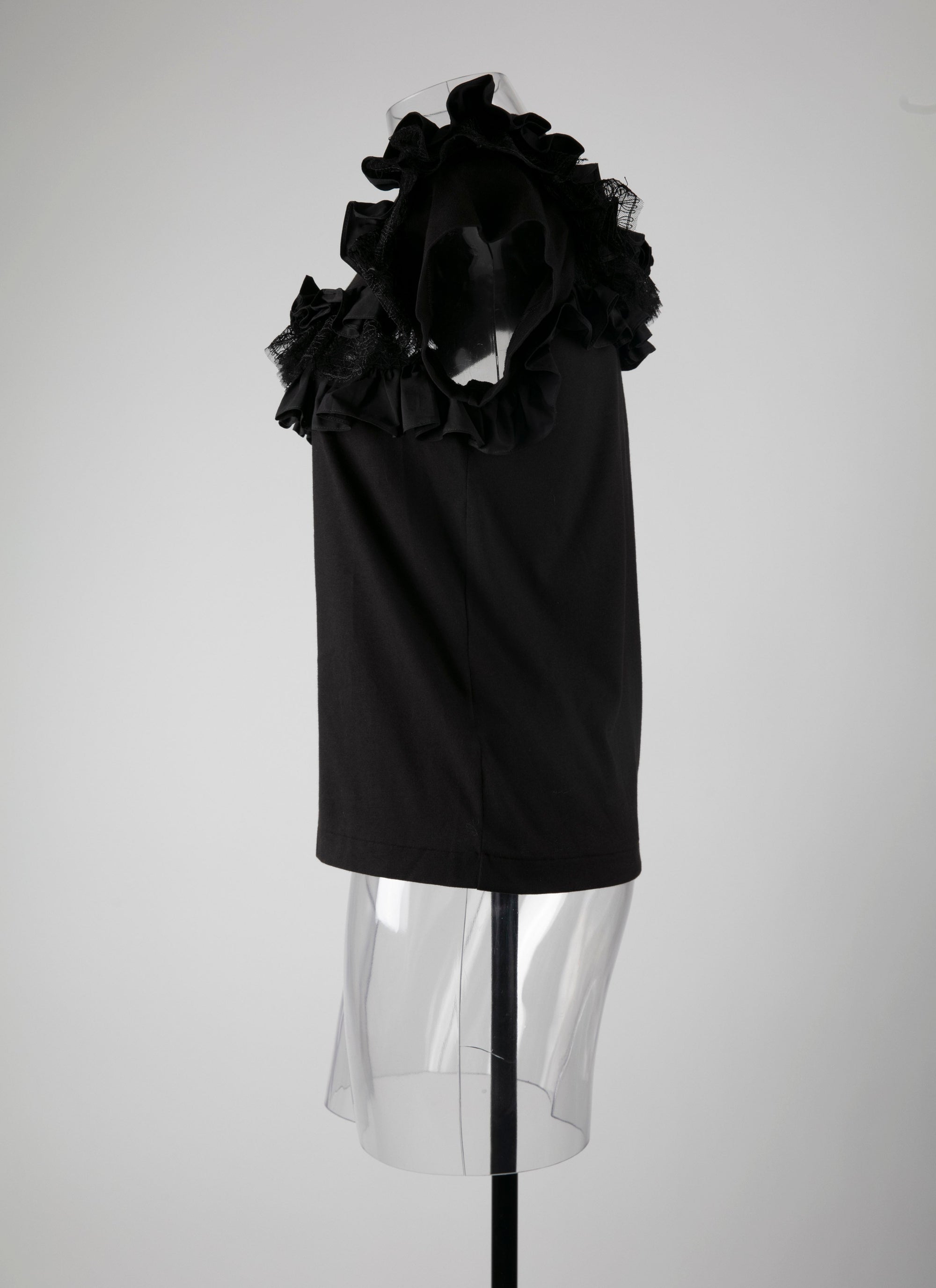 Ruffle-sleeved T-shirt - Black intense