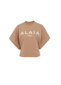 T-Shirt with Alaïa logo - Nude & White