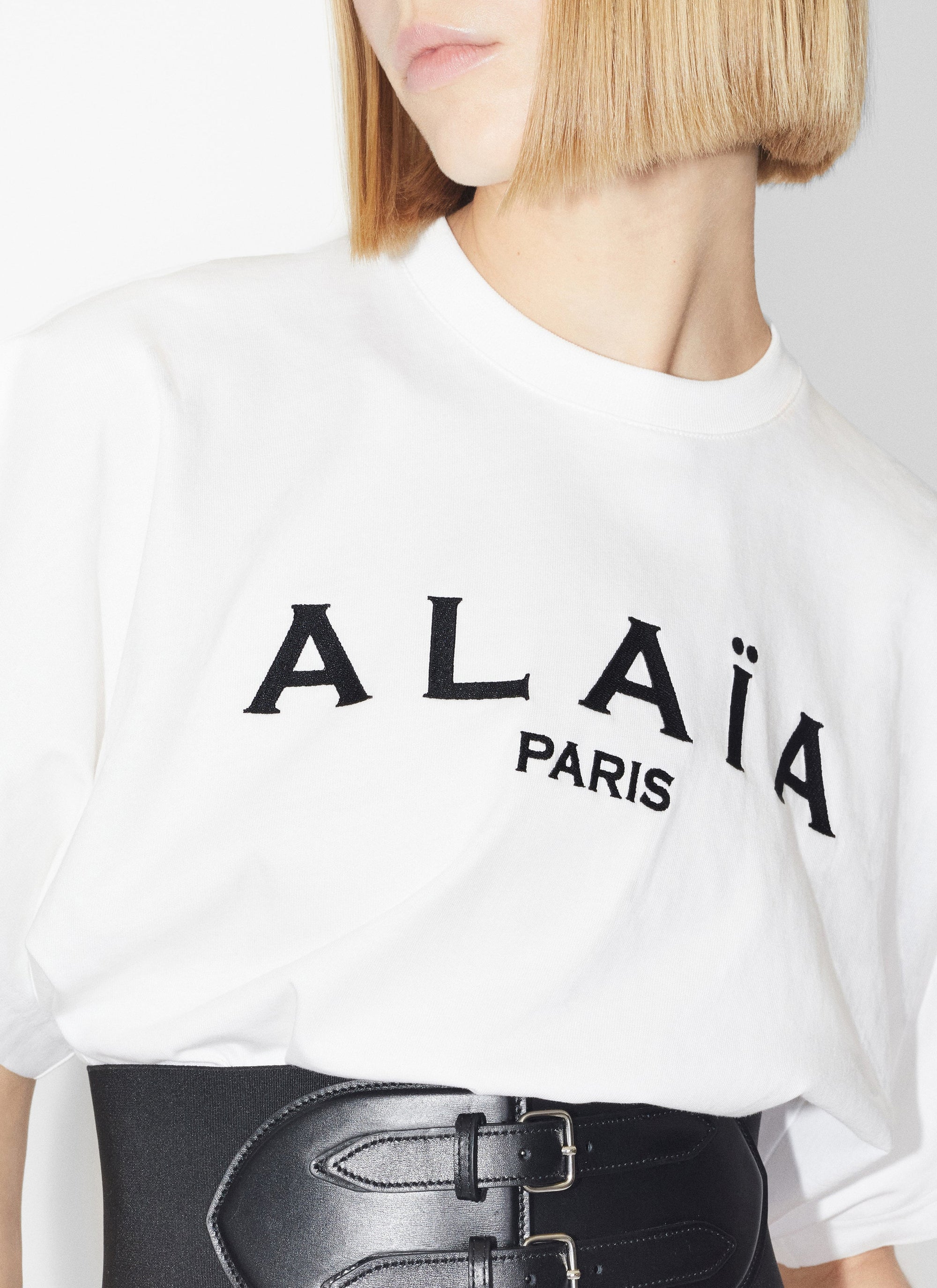 Logo T-shirt with large sleeves - White & Black