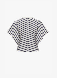 Striped T-shirt, large sleeves - Navy & Ivory