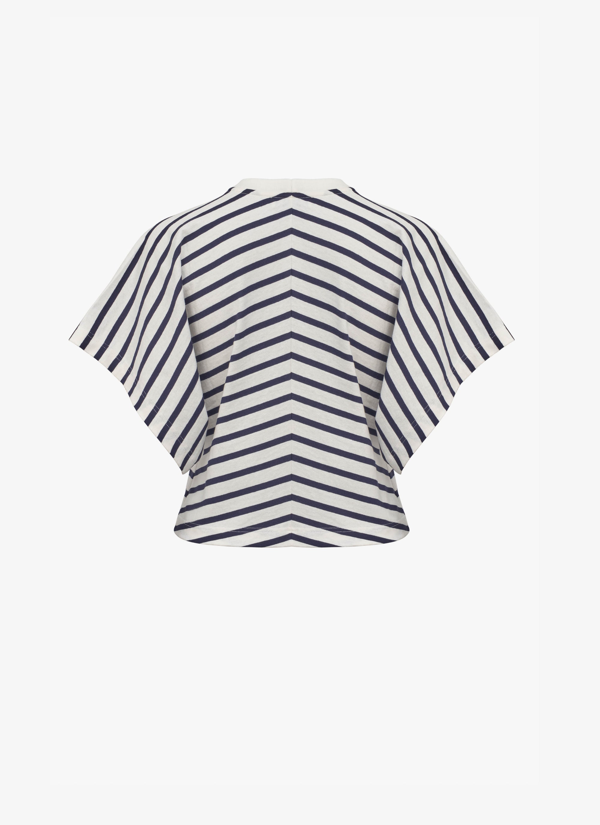 Striped T-shirt, large sleeves - Navy & Ivory