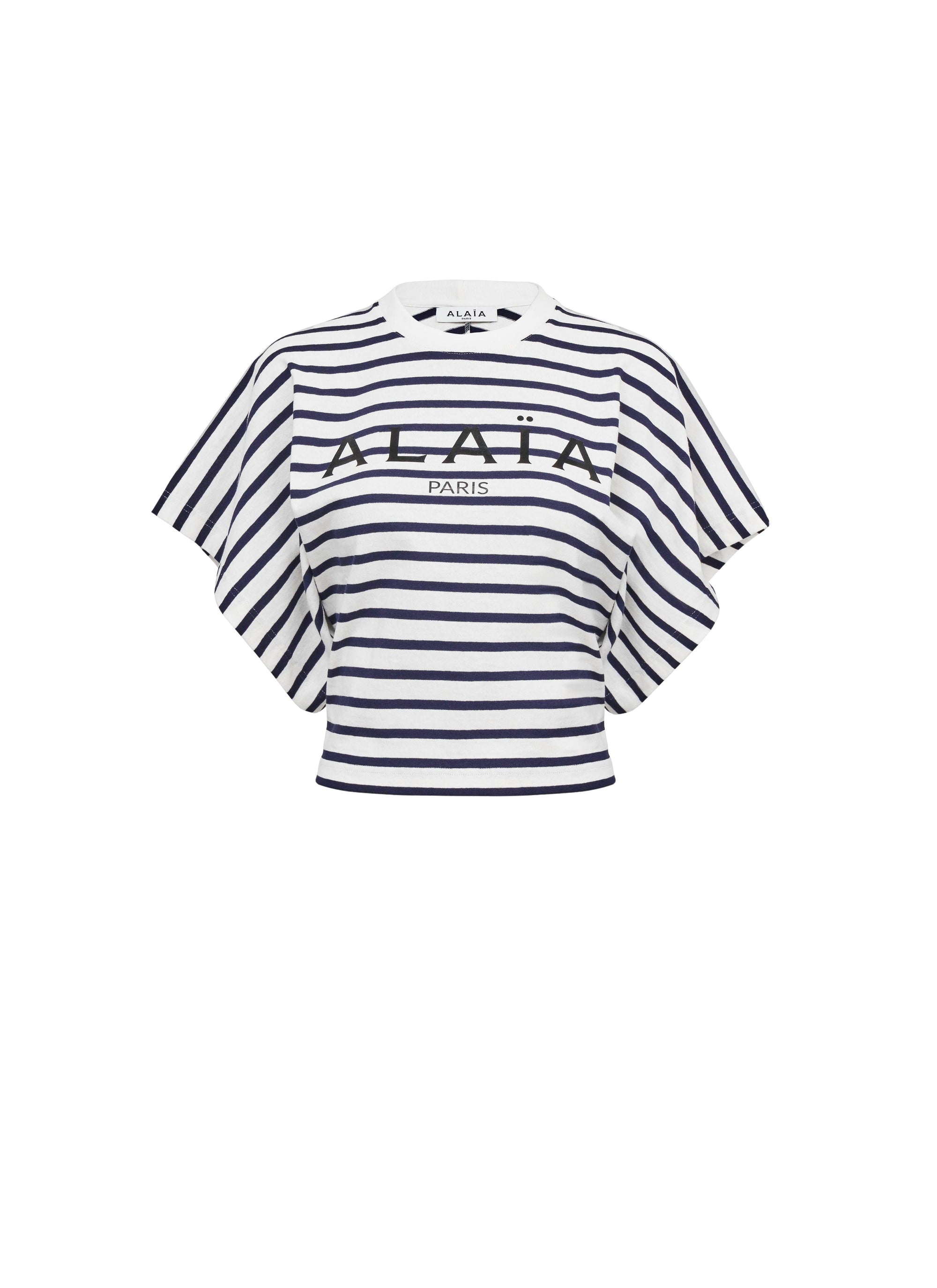 Striped T-shirt, large sleeves - Navy & Ivory