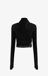 Hooded wrap top - Black Alaïa