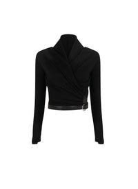 Hooded wrap top - Black Alaïa