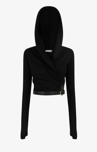 Hooded wrap top - Black Alaïa