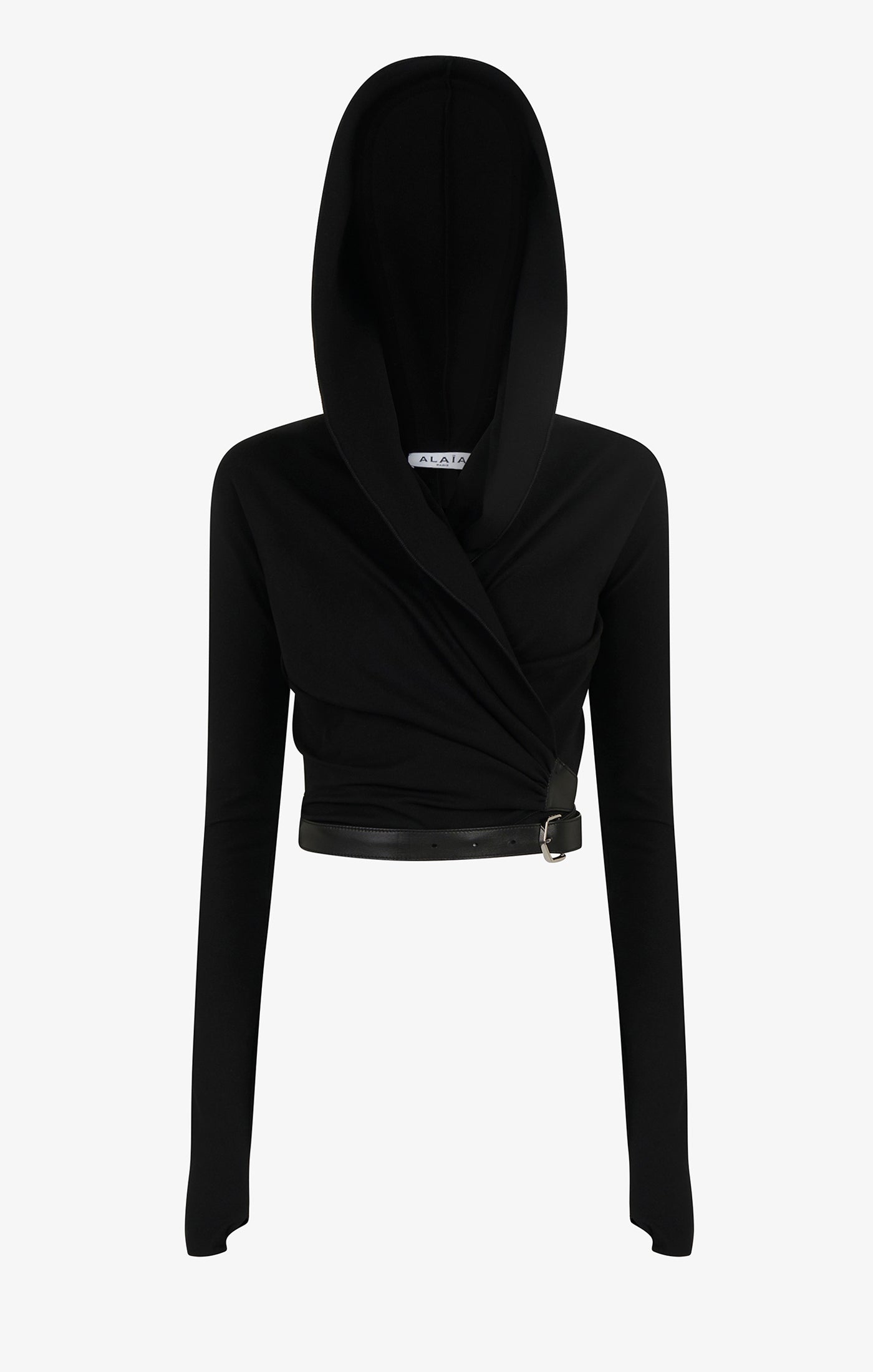 Hooded wrap top - Black Alaïa