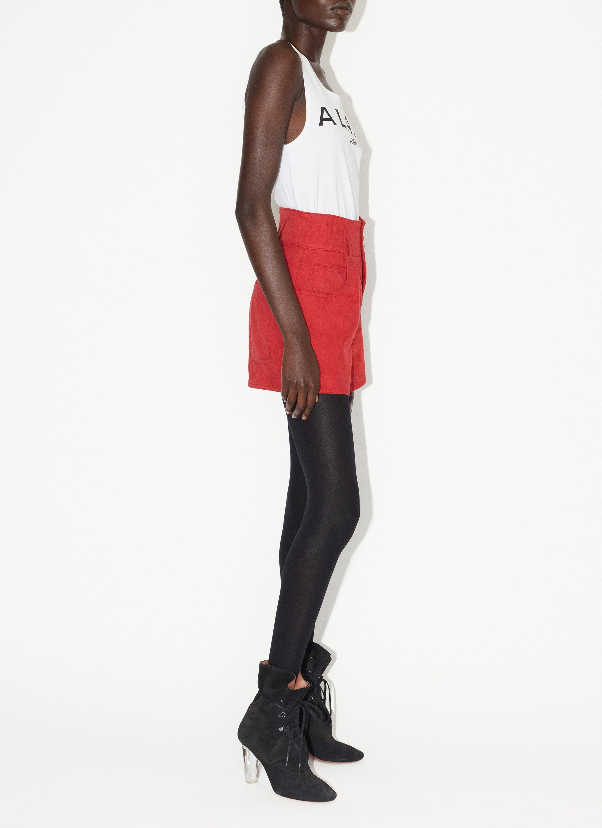 Alaïa Long Sleeve Tank Top - White & Black