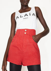 Alaïa Long Sleeve Tank Top - White & Black