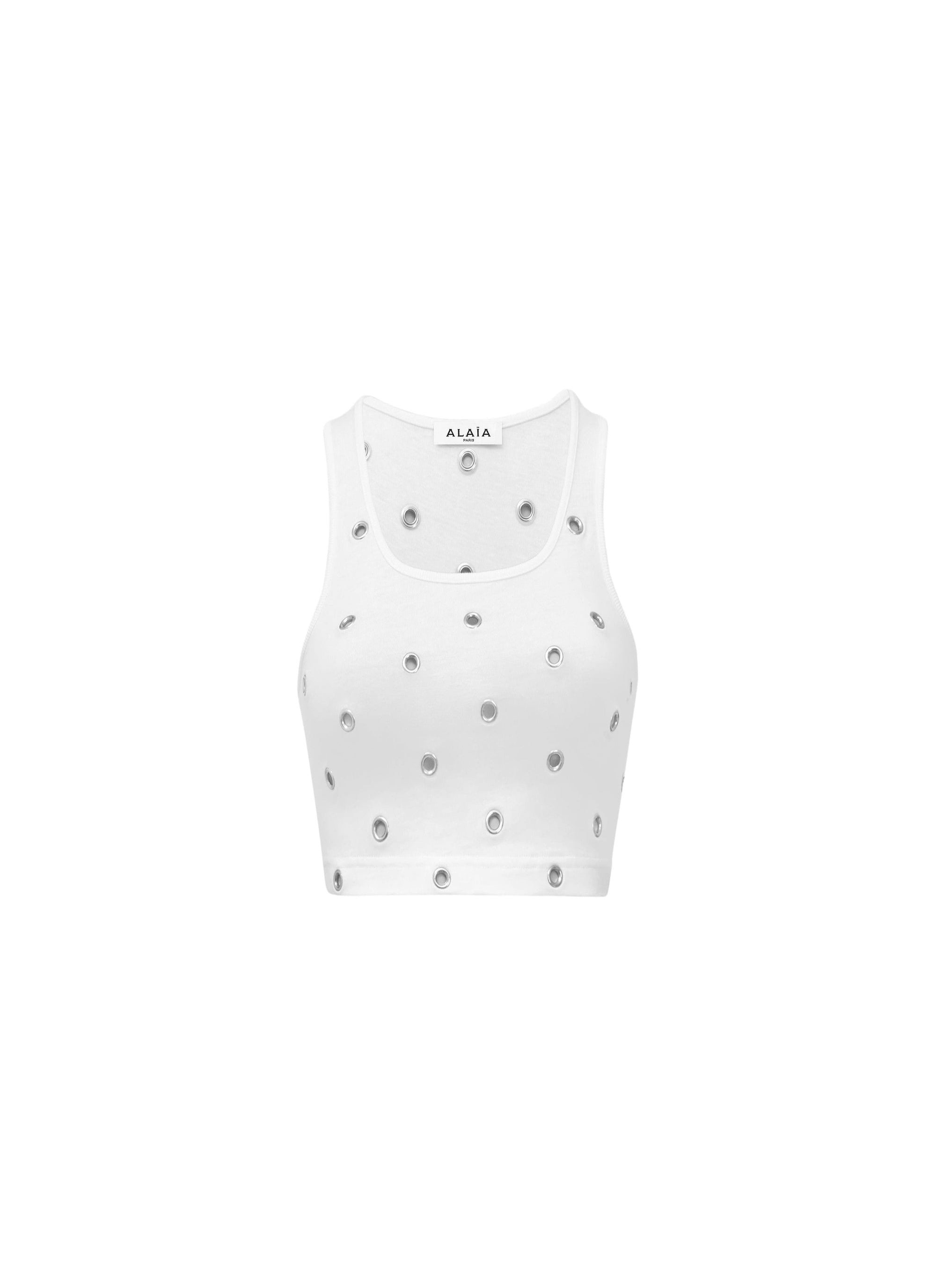 Eyelet crop top - White