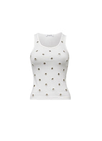 Eyelet Tank Top - White