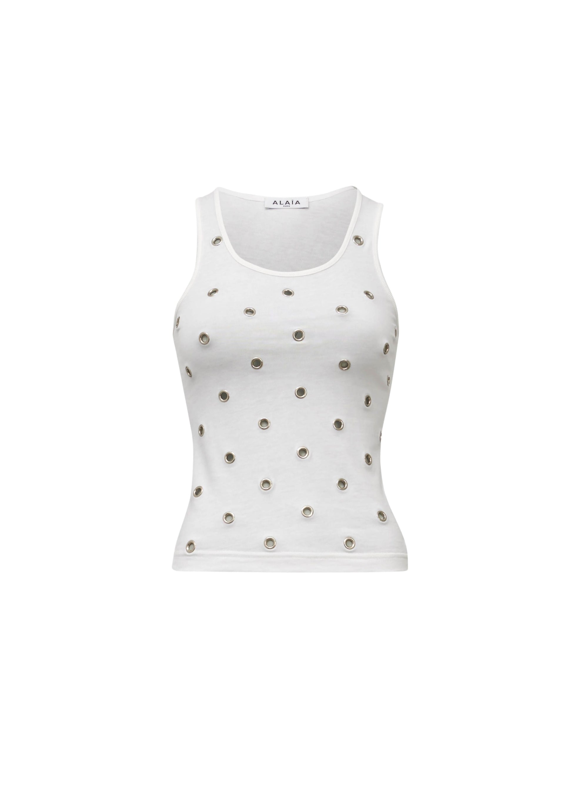 Eyelet Tank Top - White