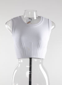 Top court sans manches stretch - Blanc