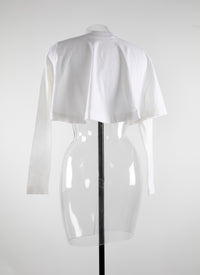 Long-sleeved cape crop top - White