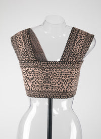 Animal print crop top - Flesh & Black