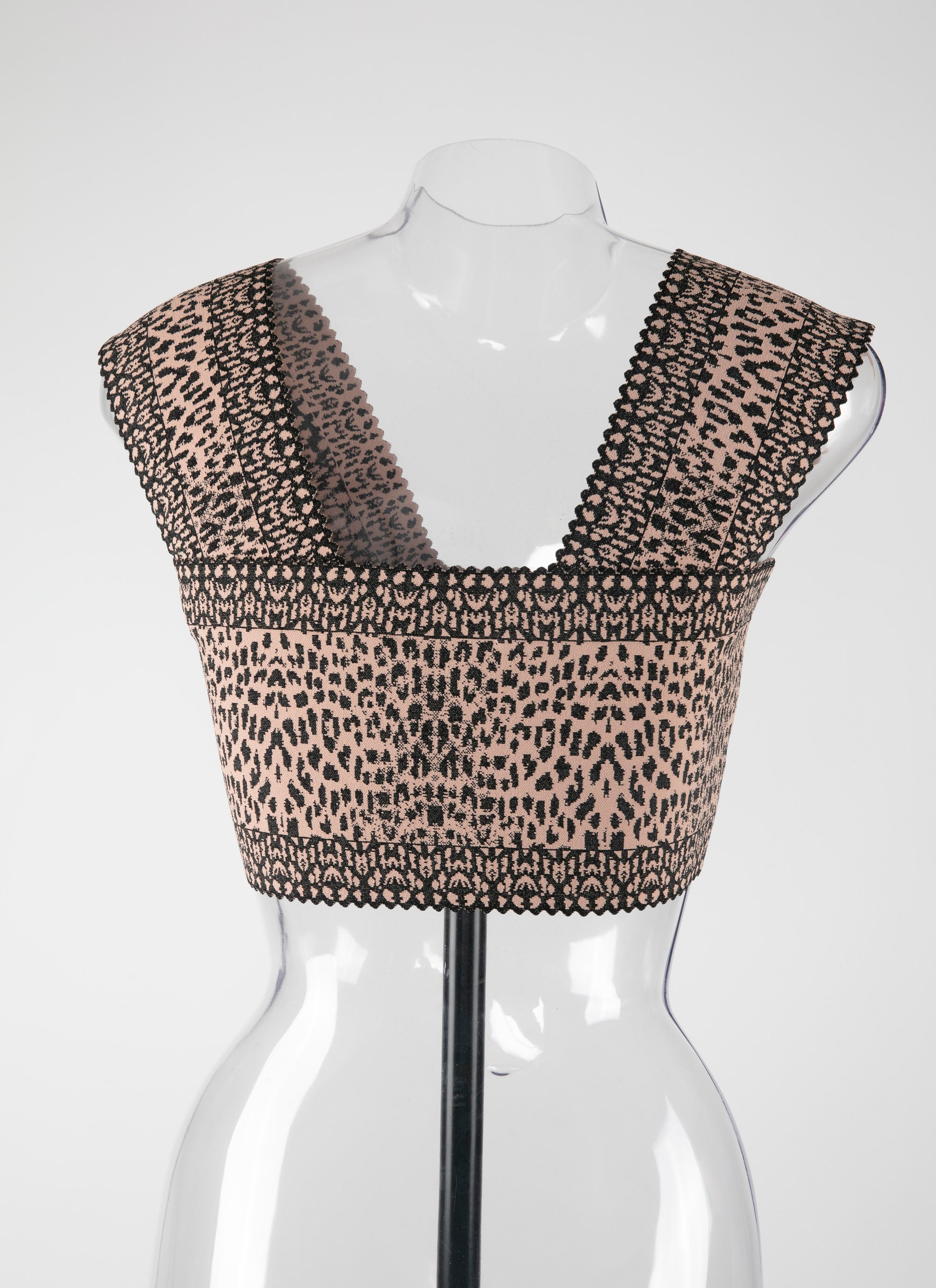 Animal print crop top - Flesh & Black