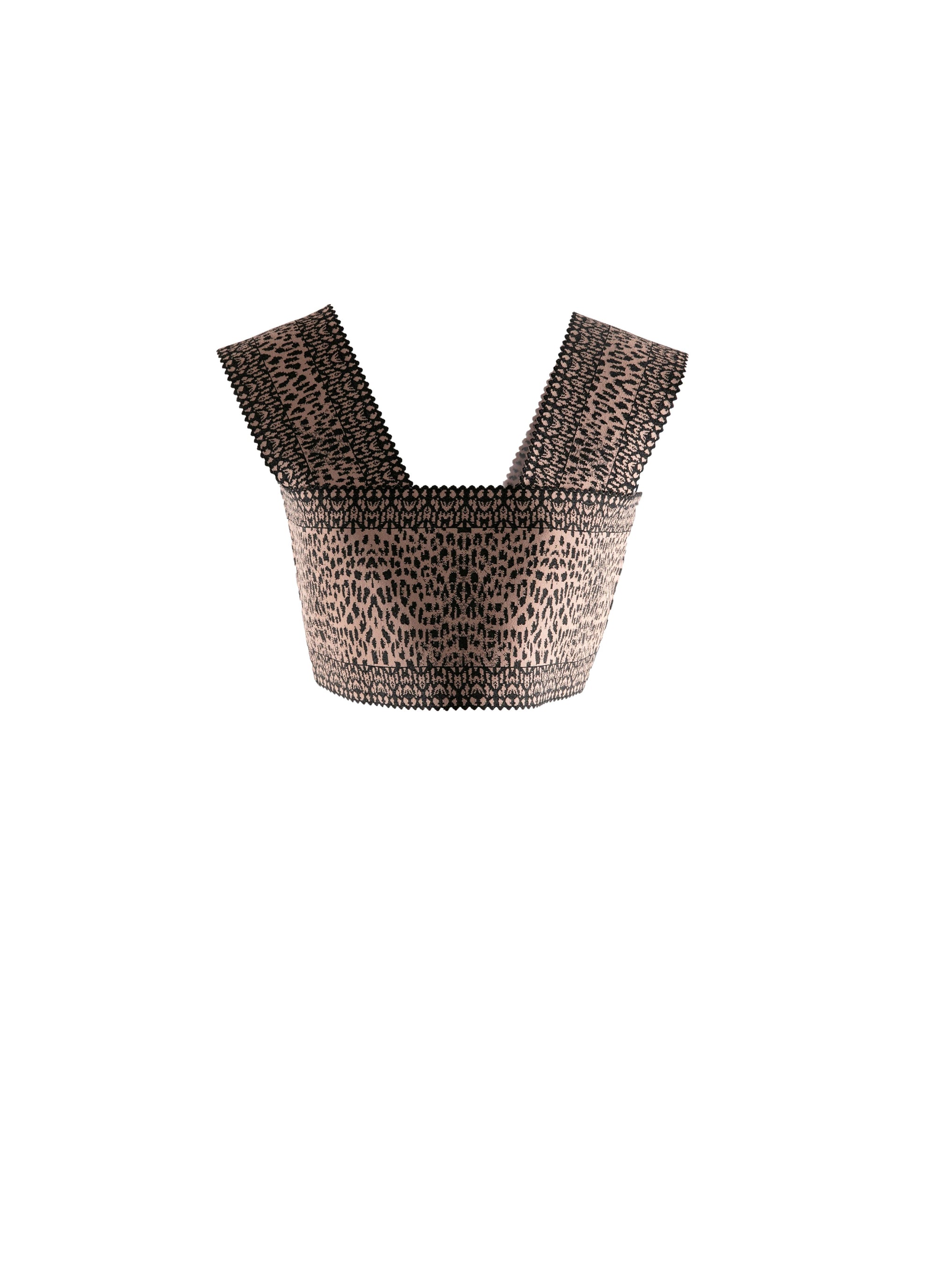 Animal print crop top - Flesh & Black