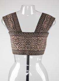 Animal print crop top - Flesh & Black