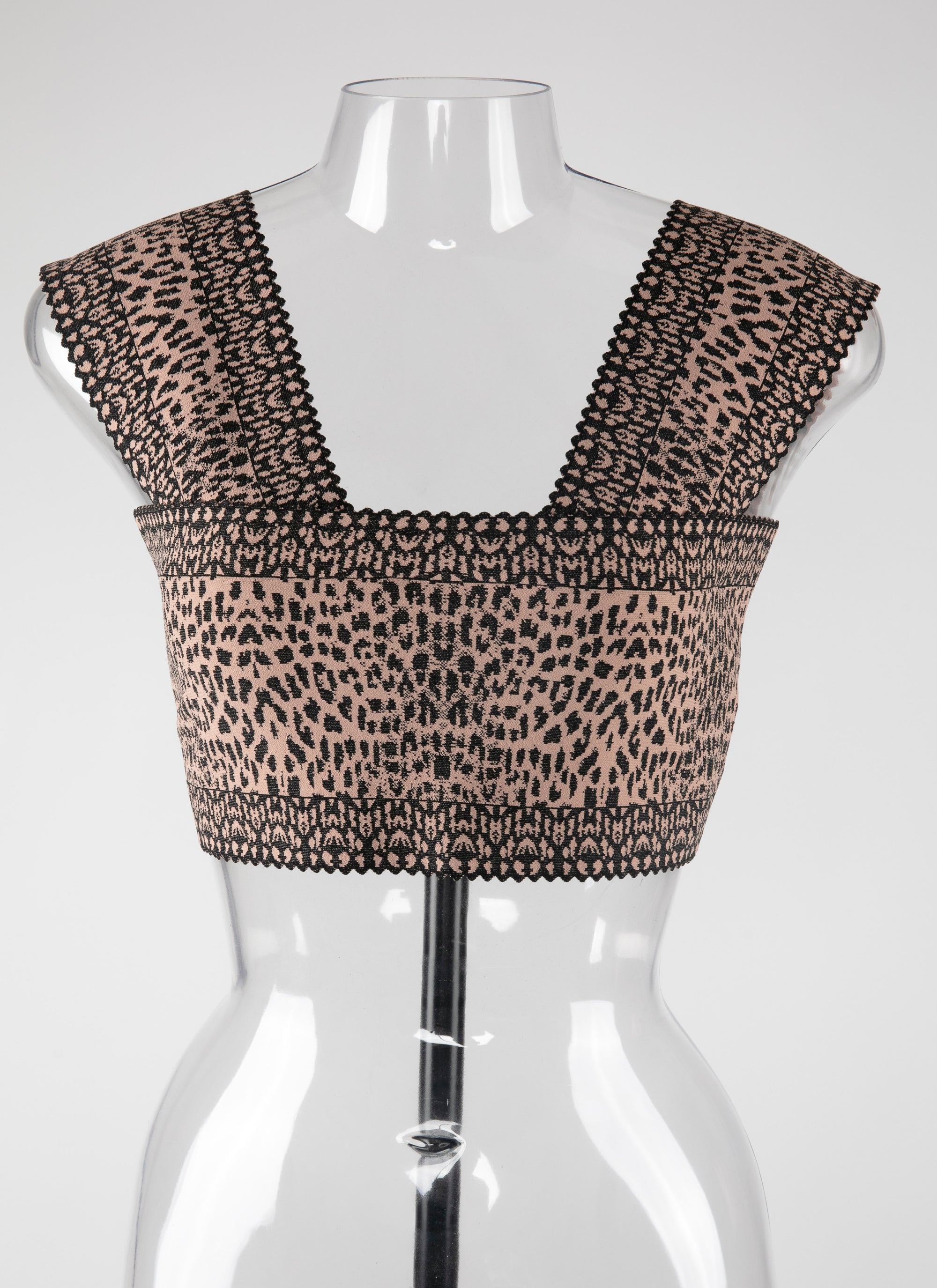Animal print crop top - Flesh & Black
