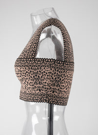 Animal print crop top - Flesh & Black